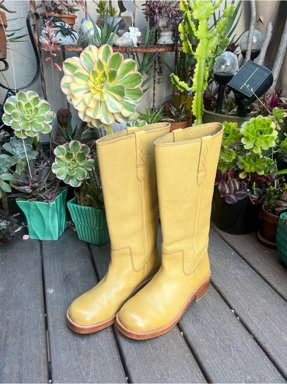 🌼 Free People Banana Yellow Tall Pull-on Leather Boots